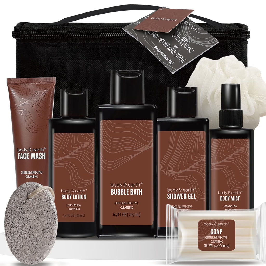 Bath Gift Sets for Men, 8 Pcs Luxury Spa Gift Basket Body Care Wash for Christmas Holiday Birthday