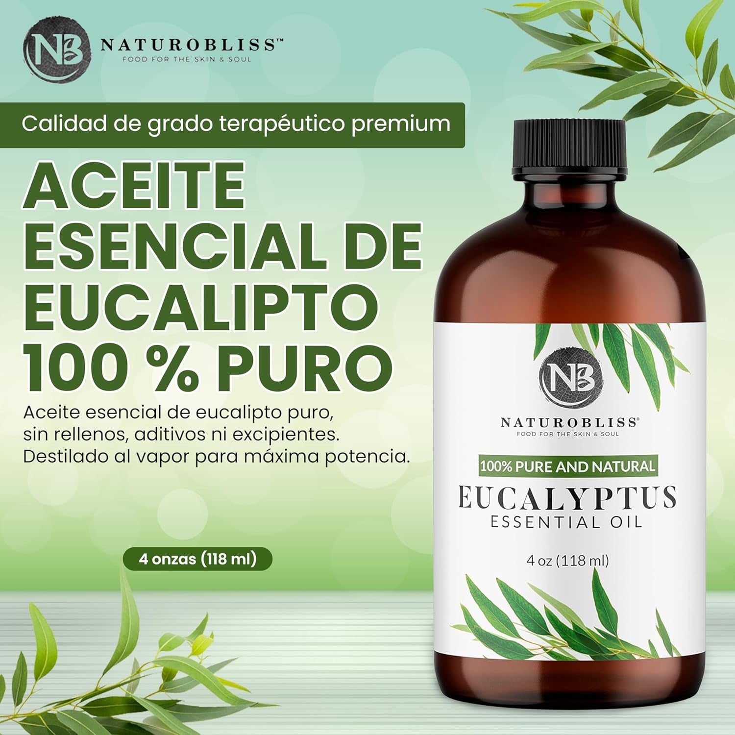100% Pure Natural Undiluted Eucalyptus Essential Oil (4Oz) Premium Therapeutic Grade Aromatherapy