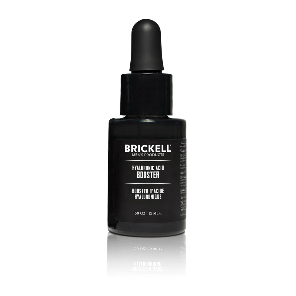 Brickell Men'S Hyaluronic Acid Booster Serum for Men, Natural and Organic Hyaluronic Acid Booster for Face to Hydrate and Nourish Skin, Reduce Fine Lines and Wrinkles, Unscented .50 Ounce