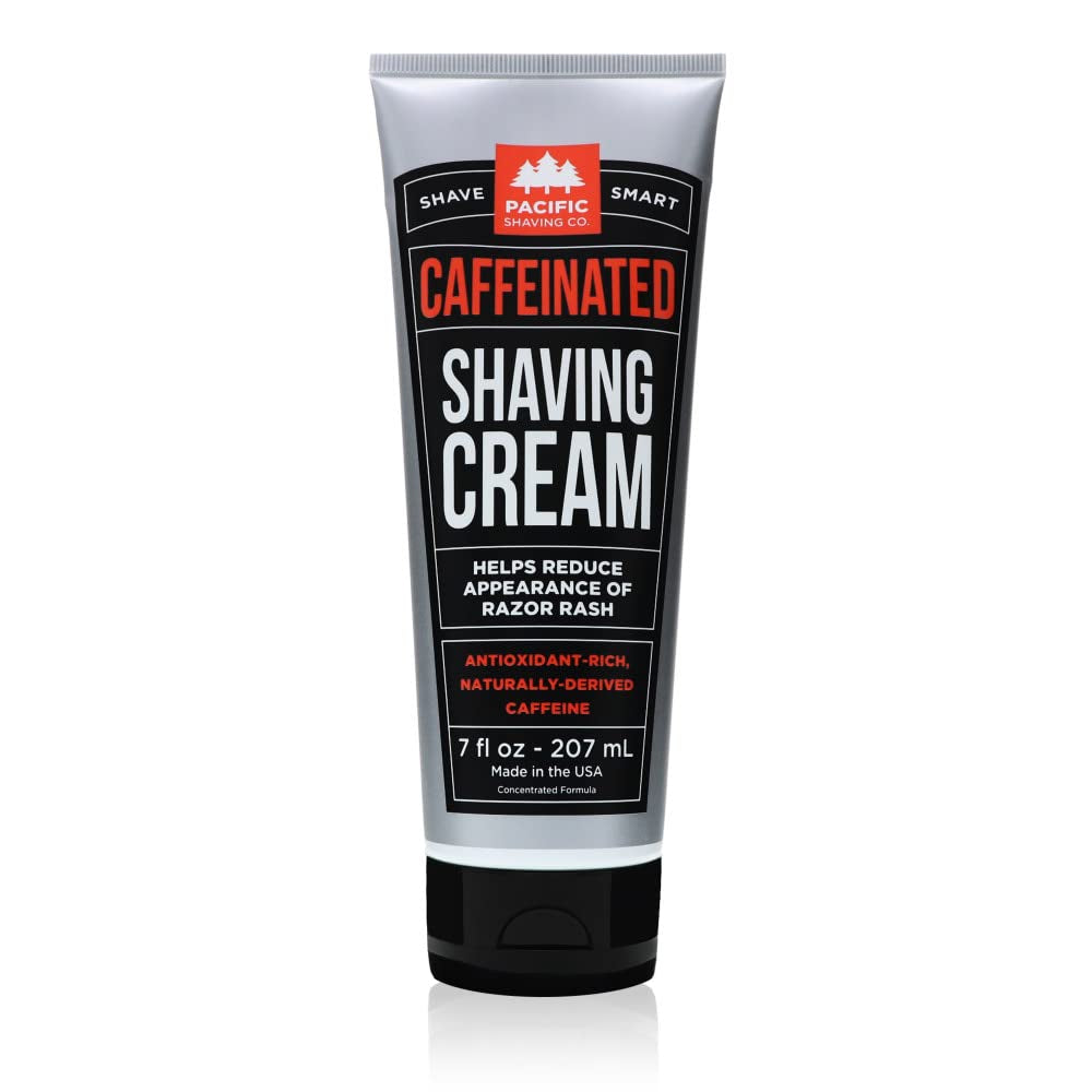 Caffeinated Shaving Cream - Shea Butter + Spearmint Antioxidant Shaving Cream with Caffeine - Clean Formula for a Hydrating, Redness Reducing + Irritation-Free Shave (7 Oz)