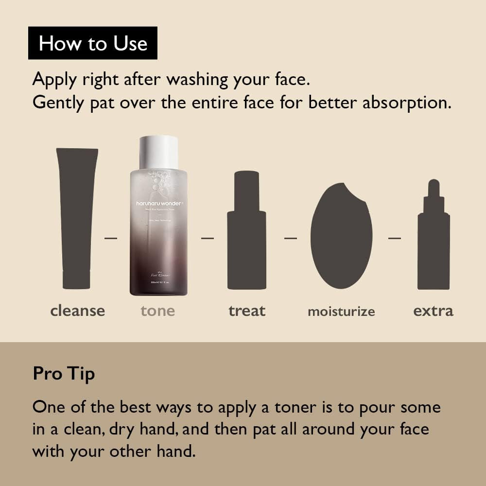 Wonder Black Rice Hyaluronic Toner, Deep Hydration, Glass Skin, Hyaluronic Acid, Lavender Oil, Skin Plumpling, Korean Skincare, Vegan, Cruelty-Free, 10.1 Fl.Oz